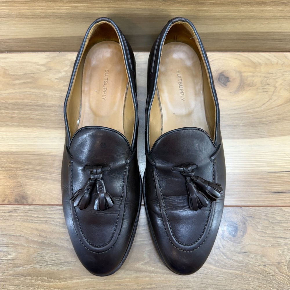 SUIT SUPPLY Tassel Loafers Mens 7.5 EU 40.5 Brown Leather Business Old Money